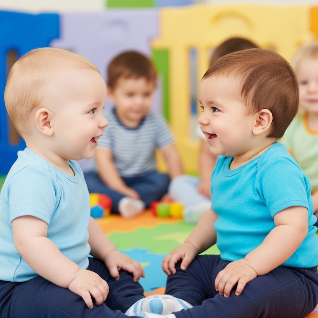 infants playing with toys at daycare